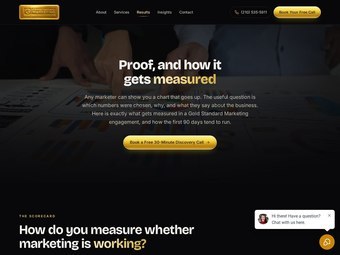 Gold Standard Marketing results page, live capture