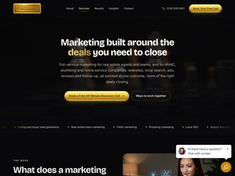 Gold Standard Marketing services page, live capture