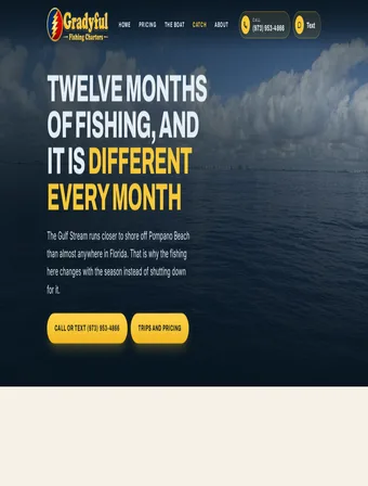 What You Catch page of the redesigned Gradyful Fishing Charters site