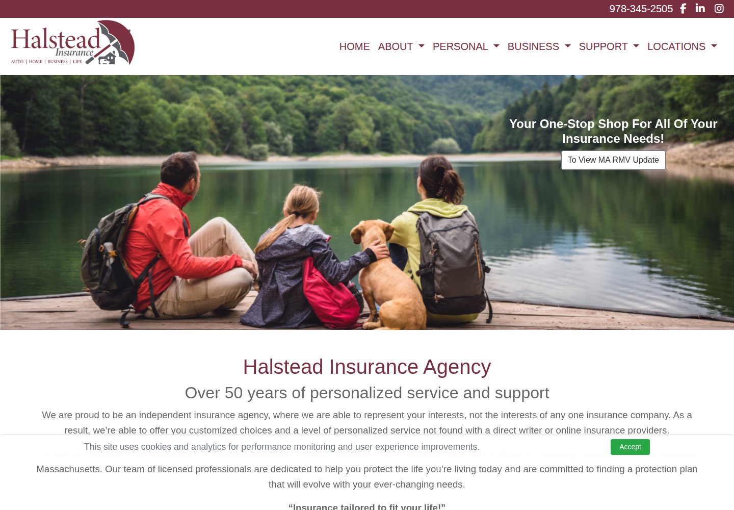 Original Halstead Insurance homepage, captured the same day