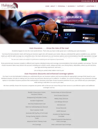 Auto insurance page of the redesigned Halstead Insurance site