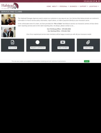 Claims page of the redesigned Halstead Insurance site