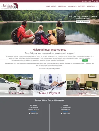 Homepage of the redesigned Halstead Insurance site