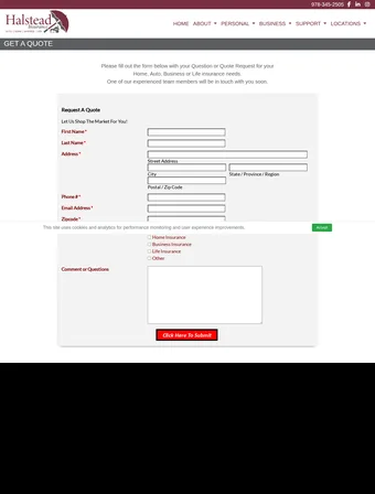 Quote page of the redesigned Halstead Insurance site