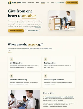 Donations page of the redesigned site