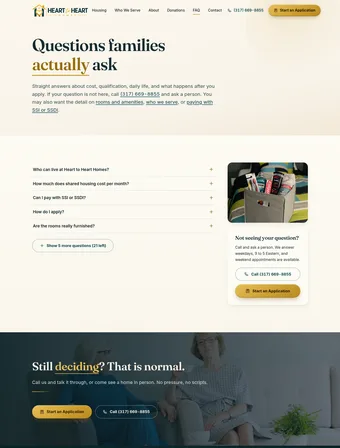 FAQ page of the redesigned site