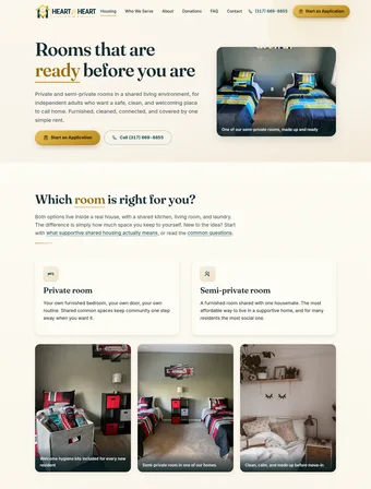 Rooms and Amenities page of the redesigned site
