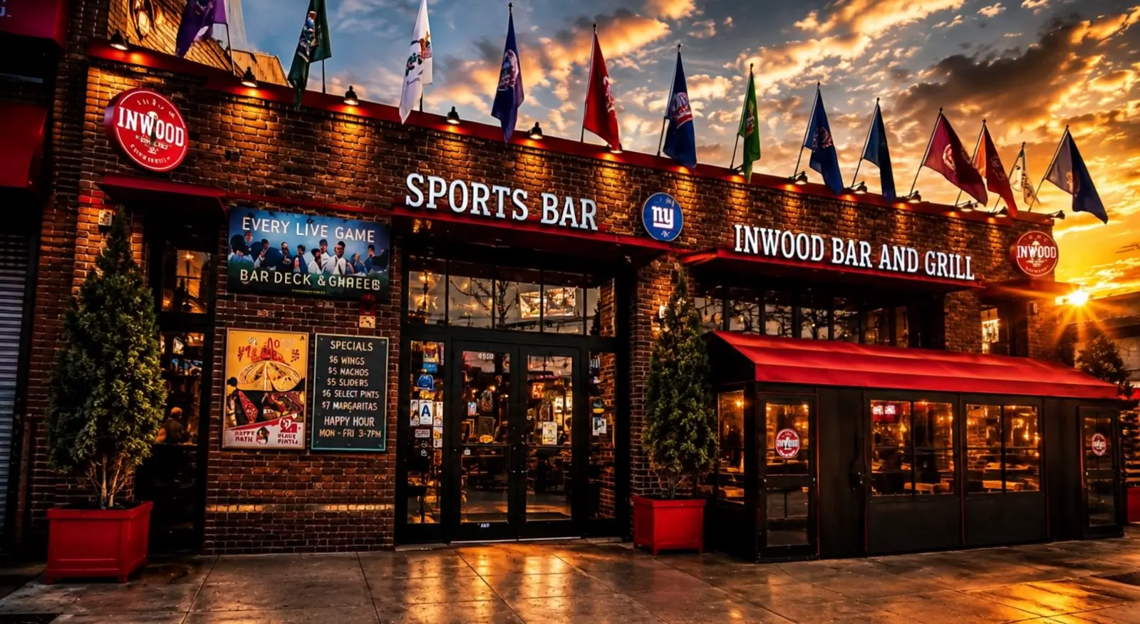 The bar's front entrance, video still from the new about page