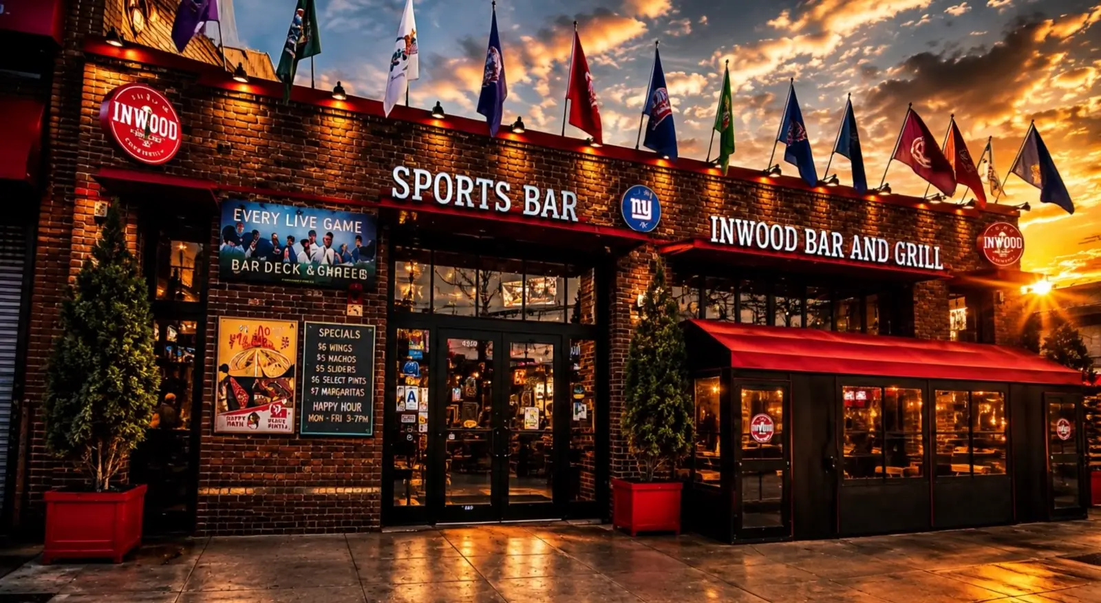 The Inwood Bar and Grill storefront, video still from the new homepage