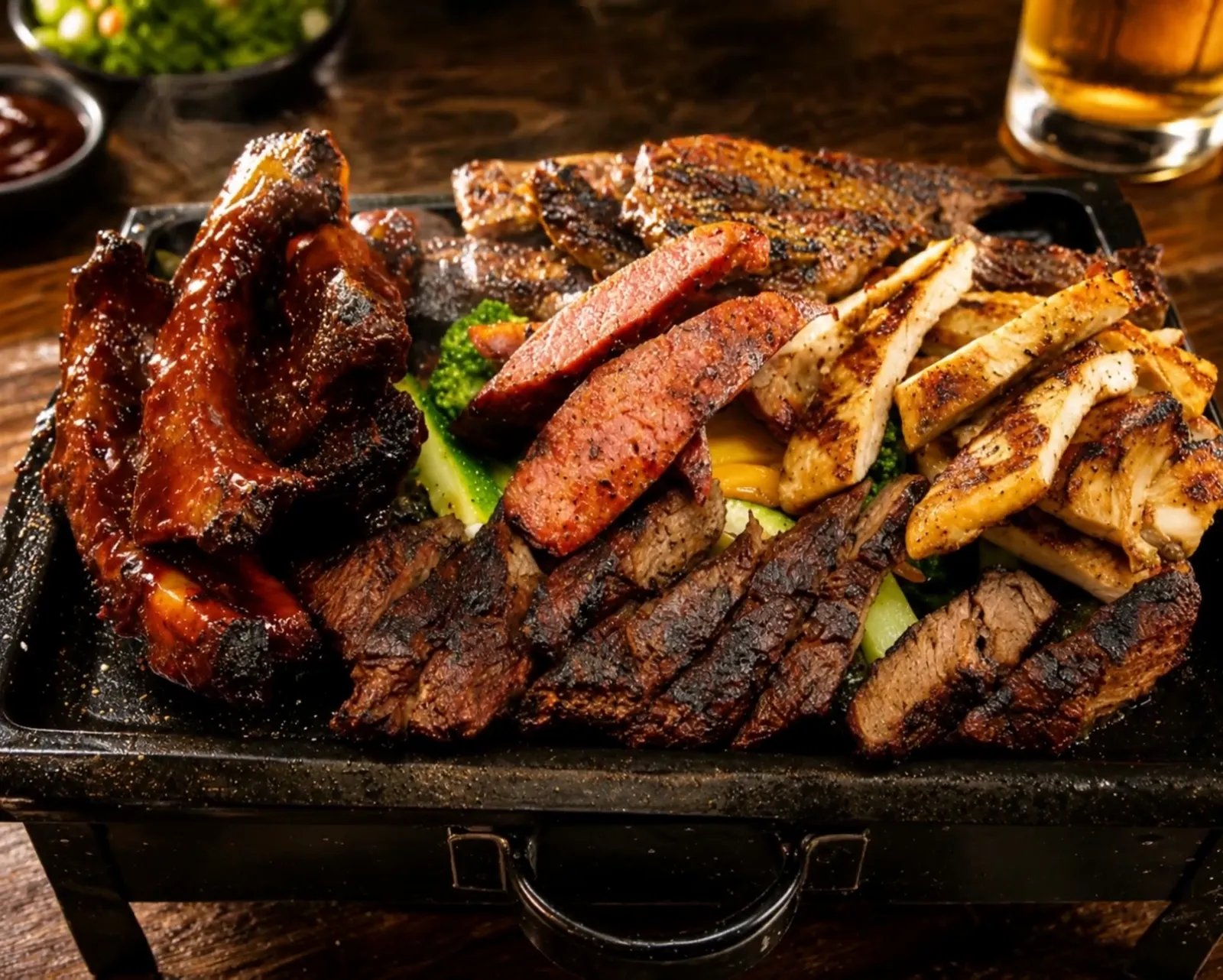 Grilled meat platter, video still from the new menu page