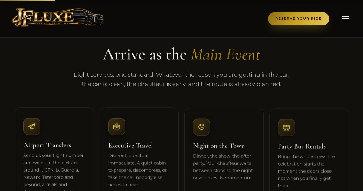 JF Luxe services section, live