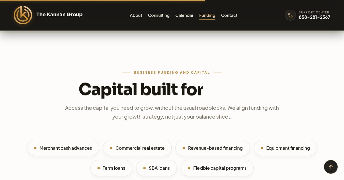 The Kannan Group funding section, live
