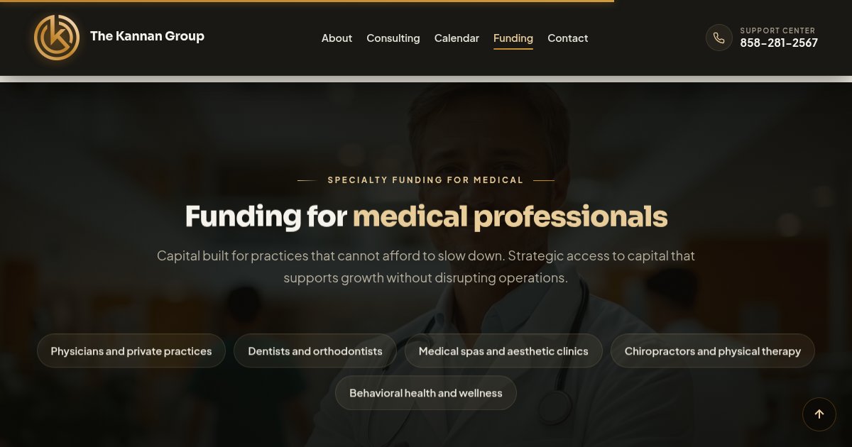 Funding for medical professionals section, live