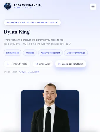 Dylan King, founder of Legacy Financial Group