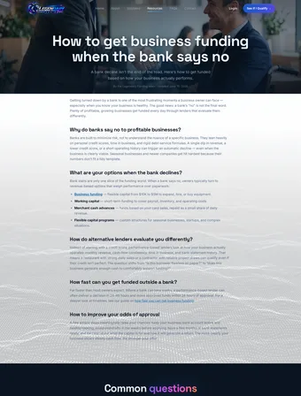 Business Funding When the Bank Says No article on the redesigned Legendary Funding site