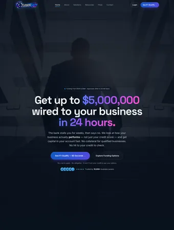 The redesigned Legendary Funding Group homepage
