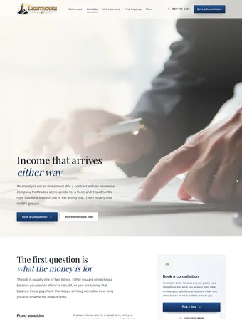 Lighthouse Legacy Strategies annuities page, live