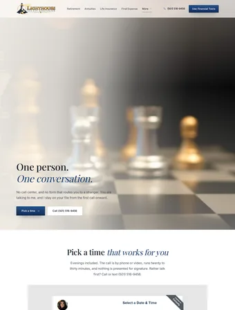 Lighthouse Legacy Strategies contact page, live