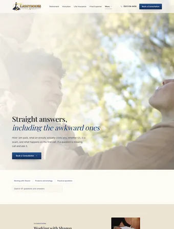 Lighthouse Legacy Strategies frequently asked questions page, live