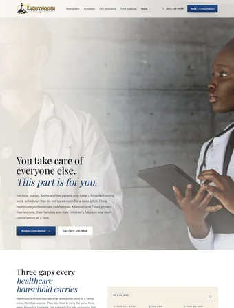 Lighthouse Legacy Strategies healthcare professionals page, live