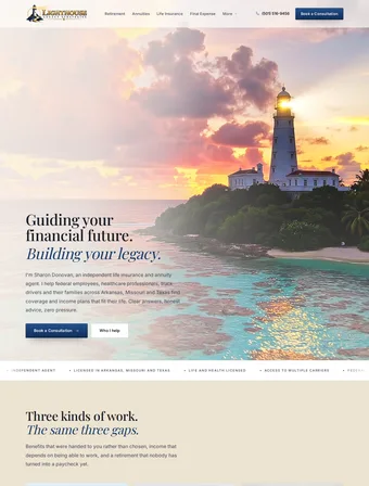 Live homepage of Lighthouse Legacy Strategies