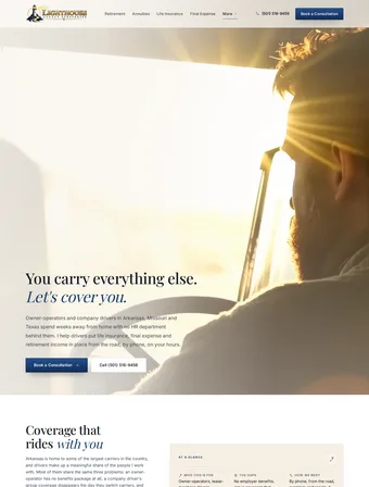 Lighthouse Legacy Strategies truck drivers page, live