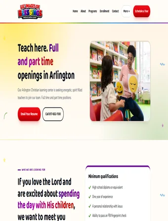 Careers page of the redesigned Lil' Images of Blessings site