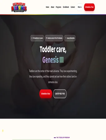 Toddler Care page of the redesigned Lil' Images of Blessings site