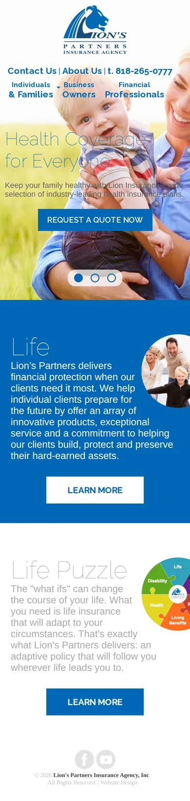 Original Lion Insurance homepage captured on an iPhone-size viewport