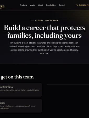 Become an Agent tile for the redesigned Lion Insurance site