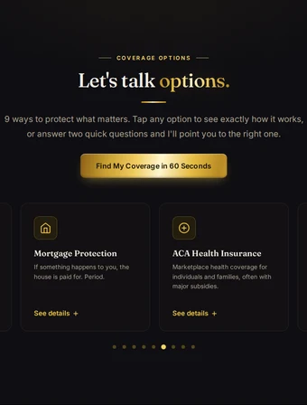 ACA health insurance tile for the redesigned Lion Insurance site