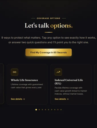 Term life insurance tile for the redesigned Lion Insurance site