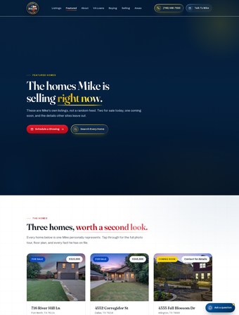 Featured Listings page of the redesigned Mike Ritrovato site