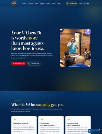VA Loans page, new on the redesigned site