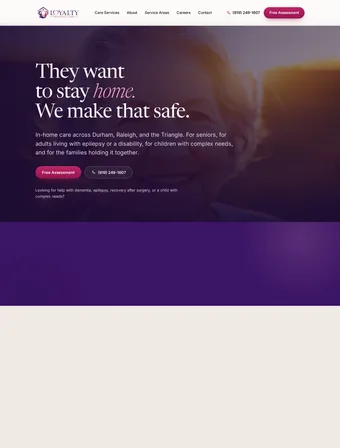 The redesigned Loyalty Residence Care homepage