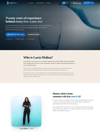 About page of the redesigned Lucia Water Solutions site