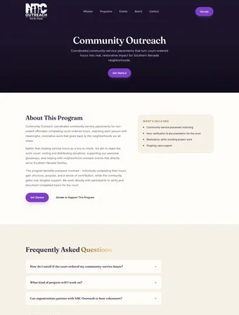 Community Outreach page of the redesigned NBC Outreach site