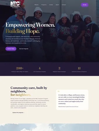 Homepage of the redesigned NBC Outreach site
