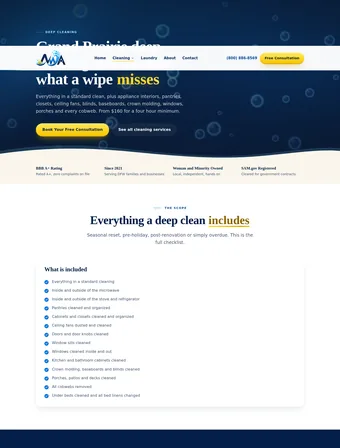 Deep Cleaning page of the redesigned Never Wash Again site