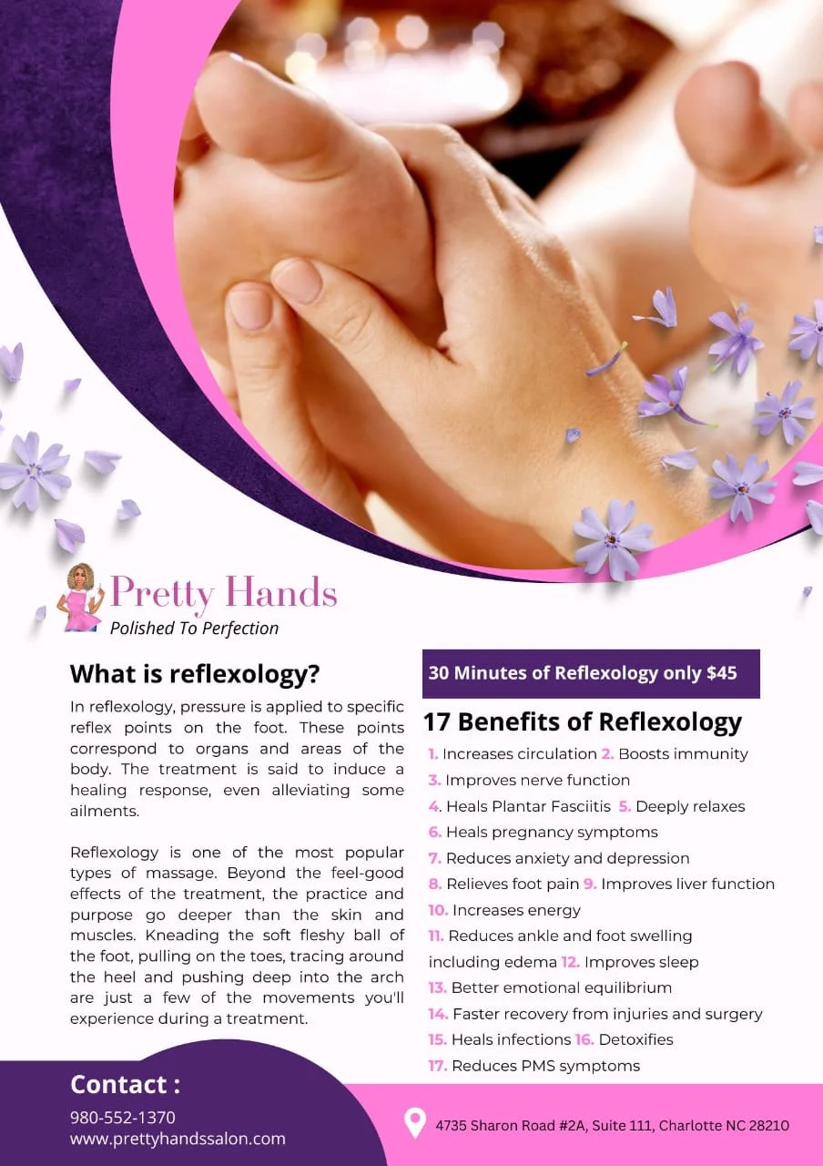Pretty Hands' old reflexology flyer, a static graphic