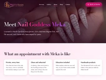 About page of the redesigned Pretty Hands site