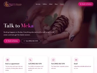 Contact page of the redesigned Pretty Hands site