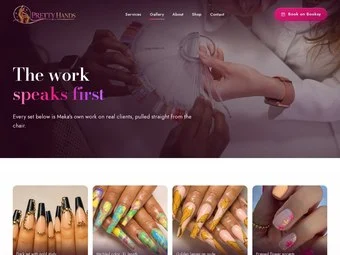 Gallery page of the redesigned Pretty Hands site