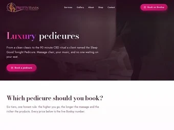 Pedicures page of the redesigned Pretty Hands site