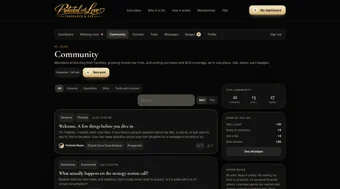 Member community forum with posts and replies