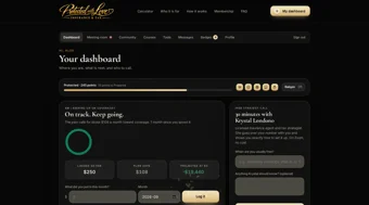 Member dashboard showing plan overview, points and next steps