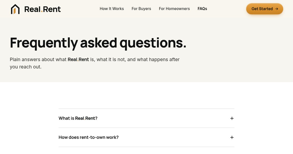 FAQ page of the redesigned Real.Rent site