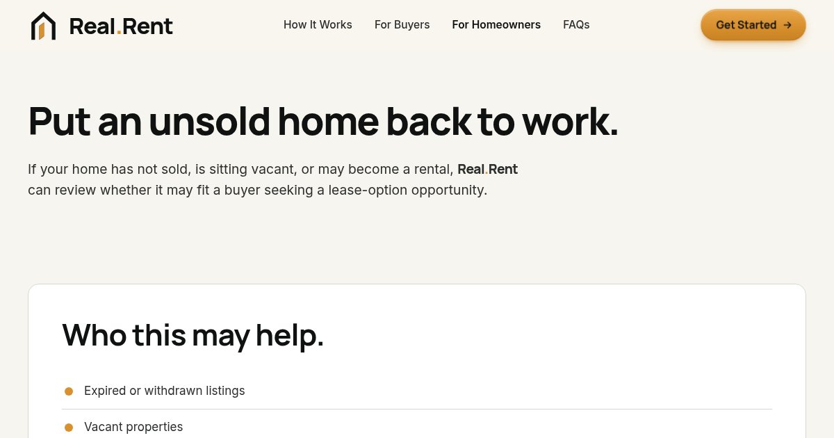 For Homeowners page of the redesigned Real.Rent site