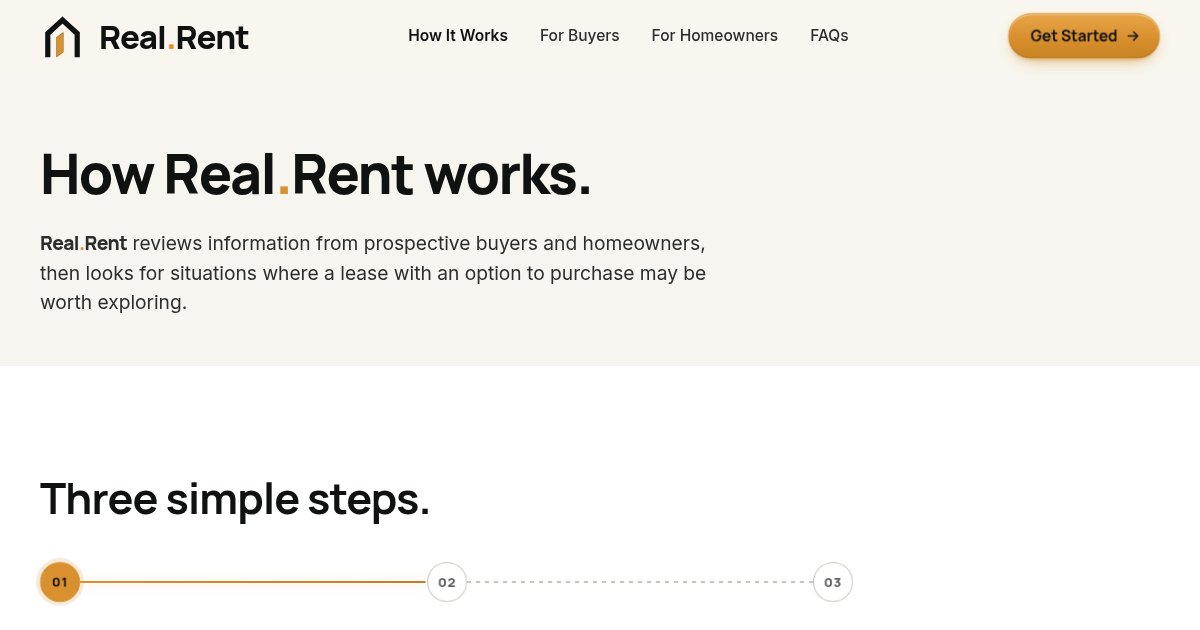 How It Works page of the redesigned Real.Rent site