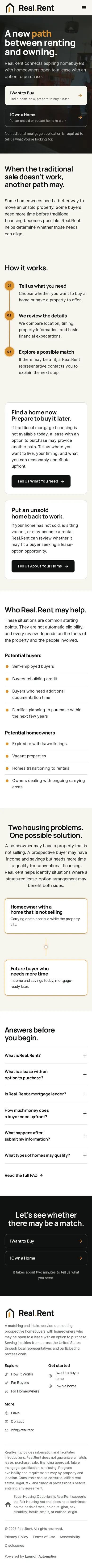 Same-day capture of the live Real.Rent homepage at iPhone size